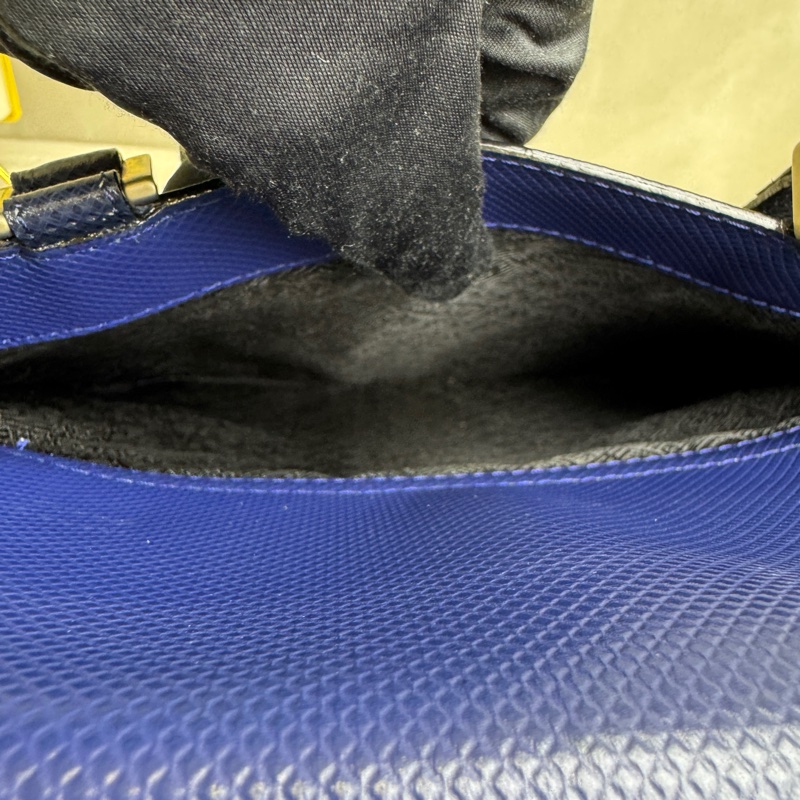 Bottega Veneta 藍黑雙色復古手提包-18