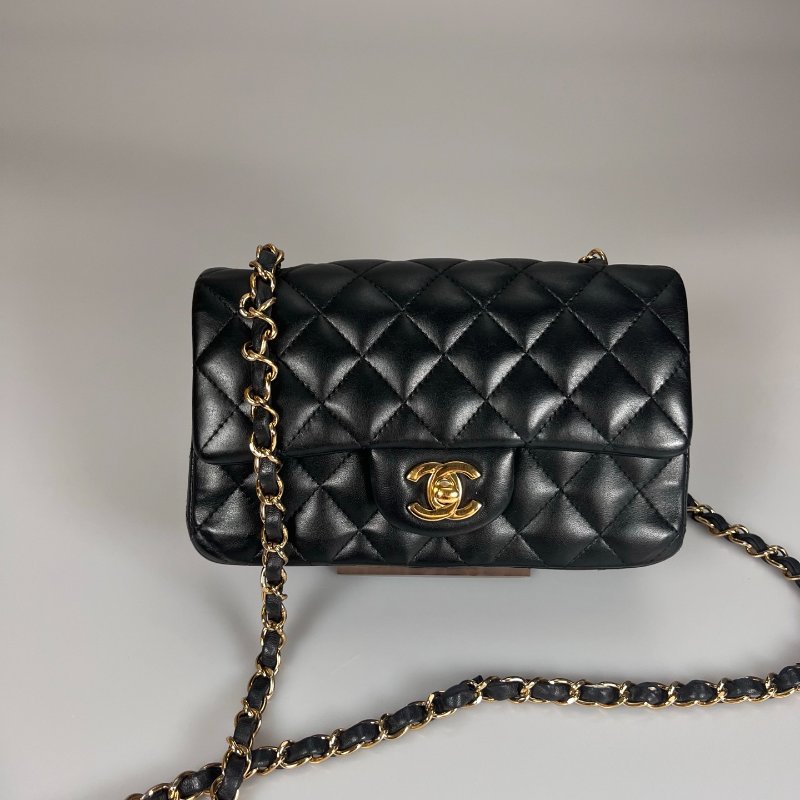 CHANEL CF20羊皮黑金鍊包 A69900/保卡款21開-0