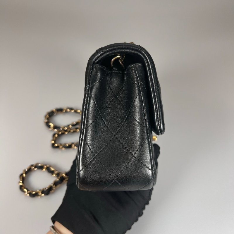 CHANEL CF20羊皮黑金鍊包 A69900/保卡款21開-3