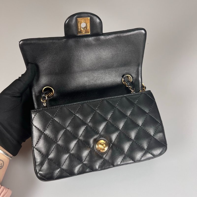 CHANEL CF20羊皮黑金鍊包 A69900/保卡款21開-6