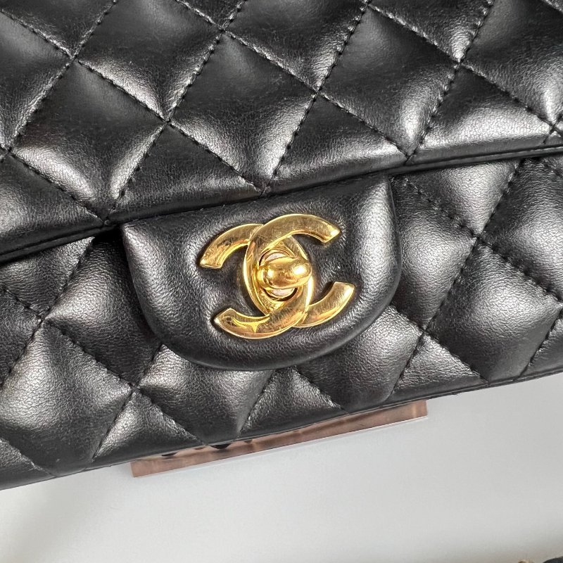 CHANEL CF20羊皮黑金鍊包 A69900/保卡款21開-7