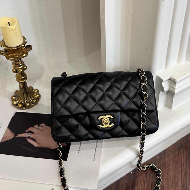 CHANEL CF20羊皮黑金鍊包 A69900/保卡款21開-0