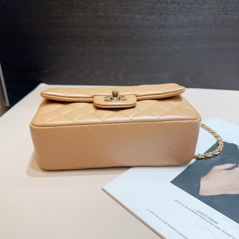 Chanel 深米色羊皮金釦coco Handle 20手提斜背包-4