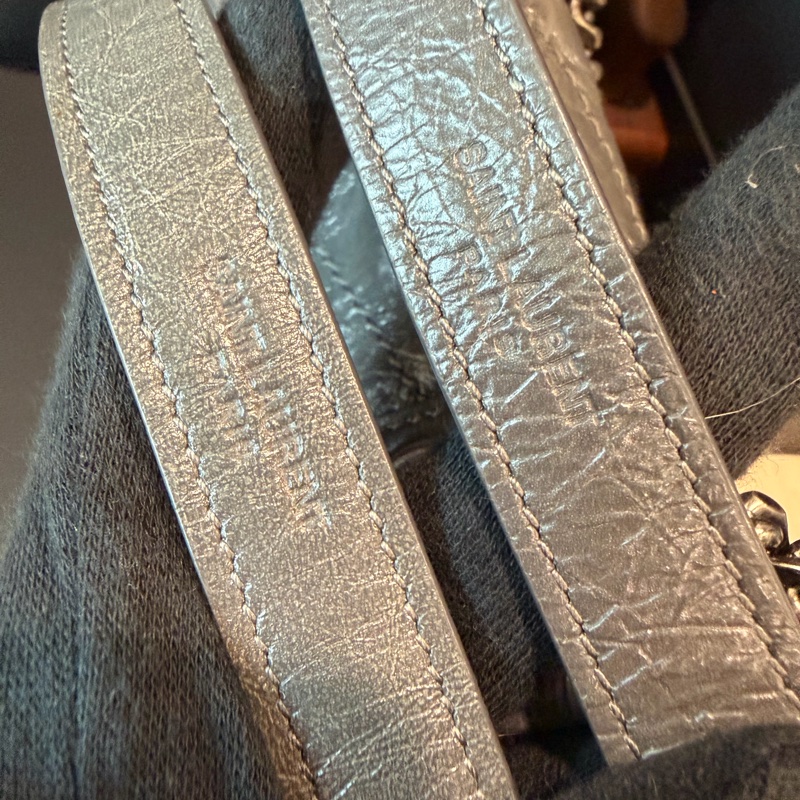 YSL 灰色大皮革包 🖤超級漂亮-8