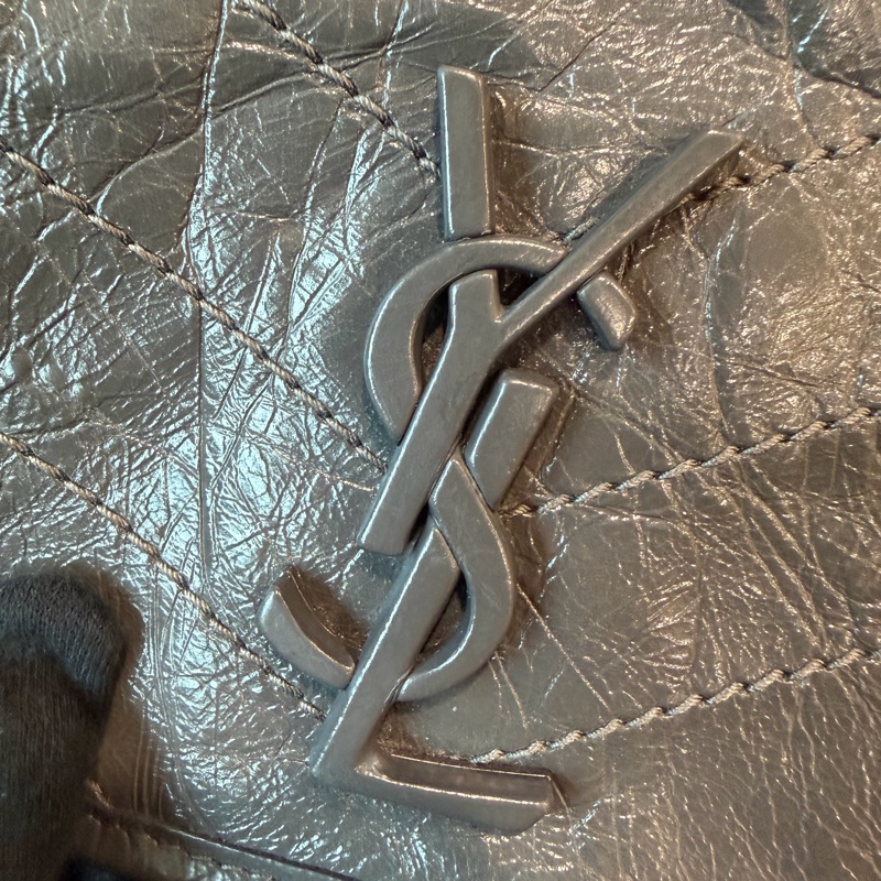 YSL 灰色大皮革包 🖤超級漂亮-10