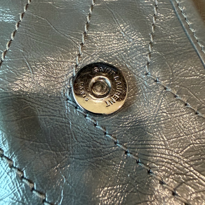 YSL 灰色大皮革包 🖤超級漂亮-13