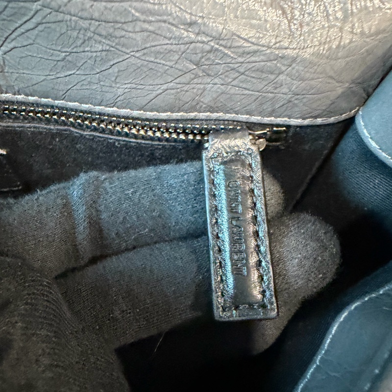 YSL 灰色大皮革包 🖤超級漂亮-17