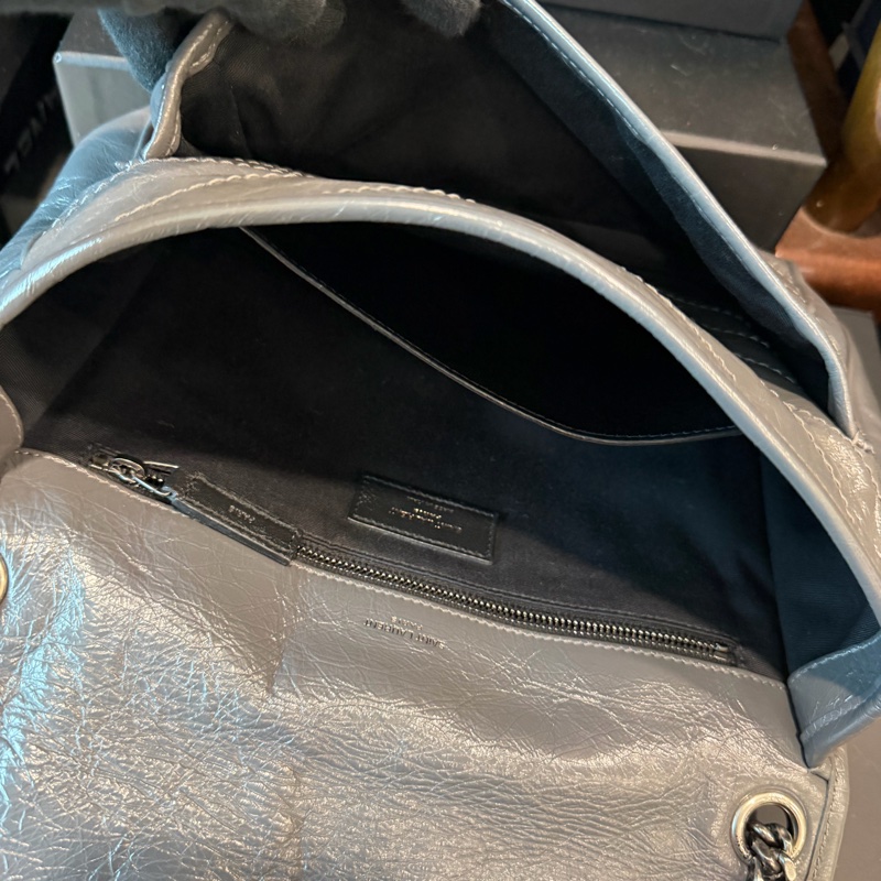 YSL 灰色大皮革包 🖤超級漂亮-19