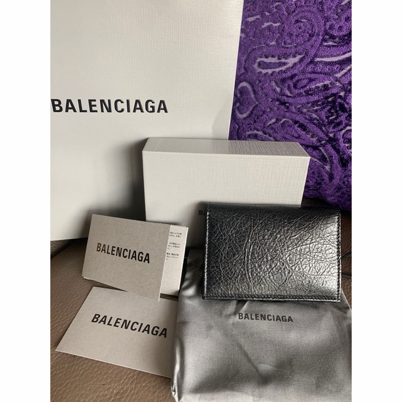 巴黎世家 機車包 黑色 造舊皮 短夾/卡夾 卡套-3