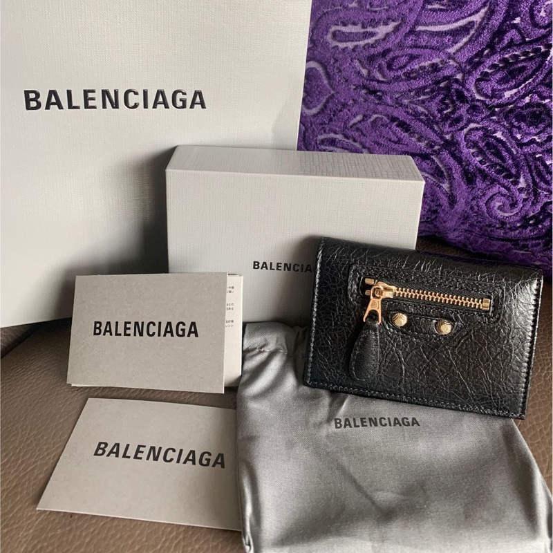 巴黎世家 機車包 黑色 造舊皮 短夾/卡夾 卡套-7