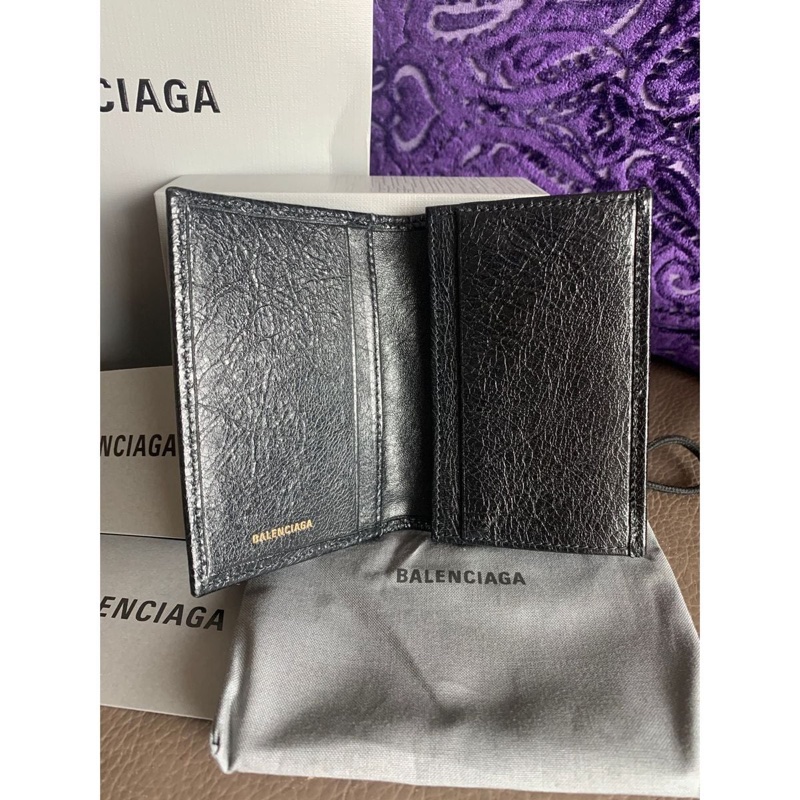 巴黎世家 機車包 黑色 造舊皮 短夾/卡夾 卡套-9