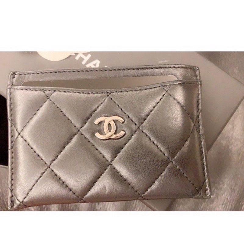 Chanel 的經典菱格紋卡片夾 ，黑色 卡夾-1
