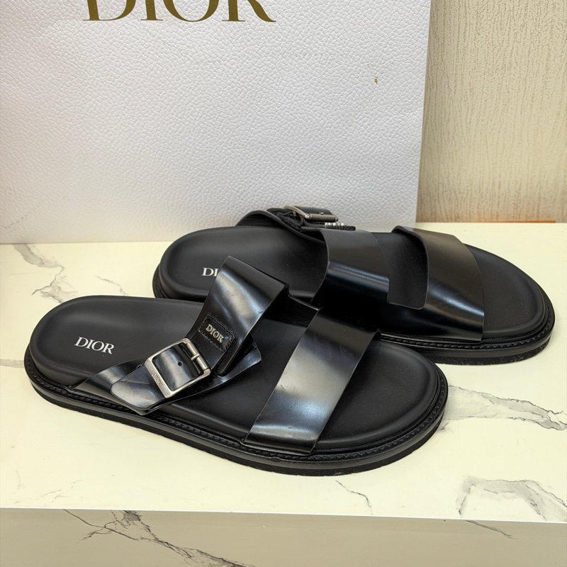 99新 ❤️Dior 迪奥 Aqua 黑银logo拖鞋 44码-1