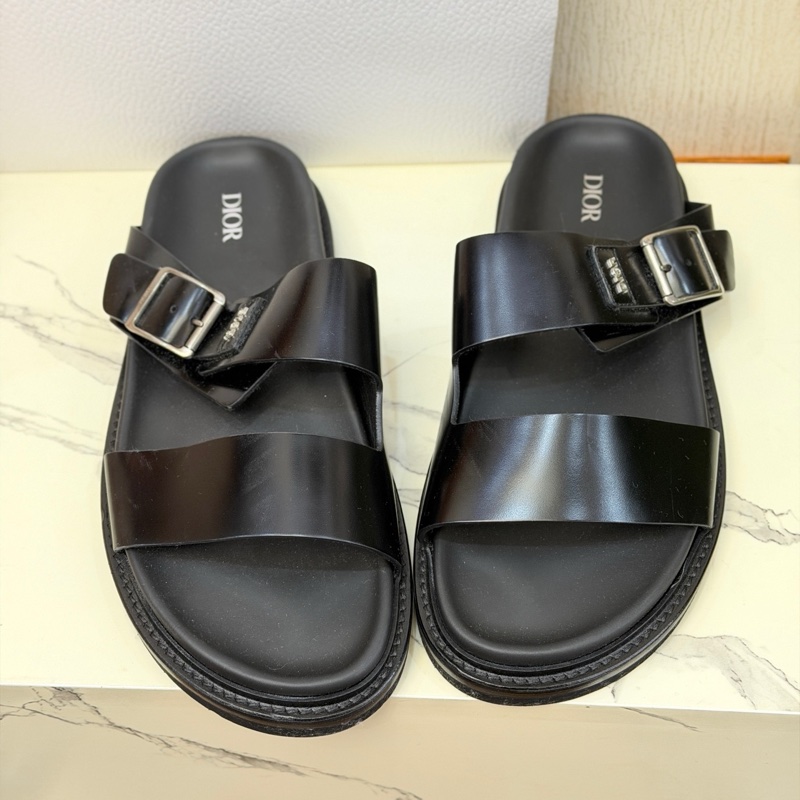 99新 ❤️Dior 迪奥 Aqua 黑银logo拖鞋 44码-2