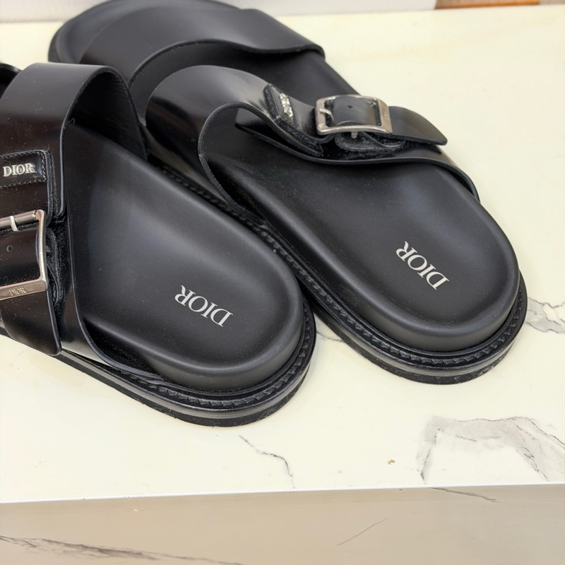 99新 ❤️Dior 迪奥 Aqua 黑银logo拖鞋 44码-4