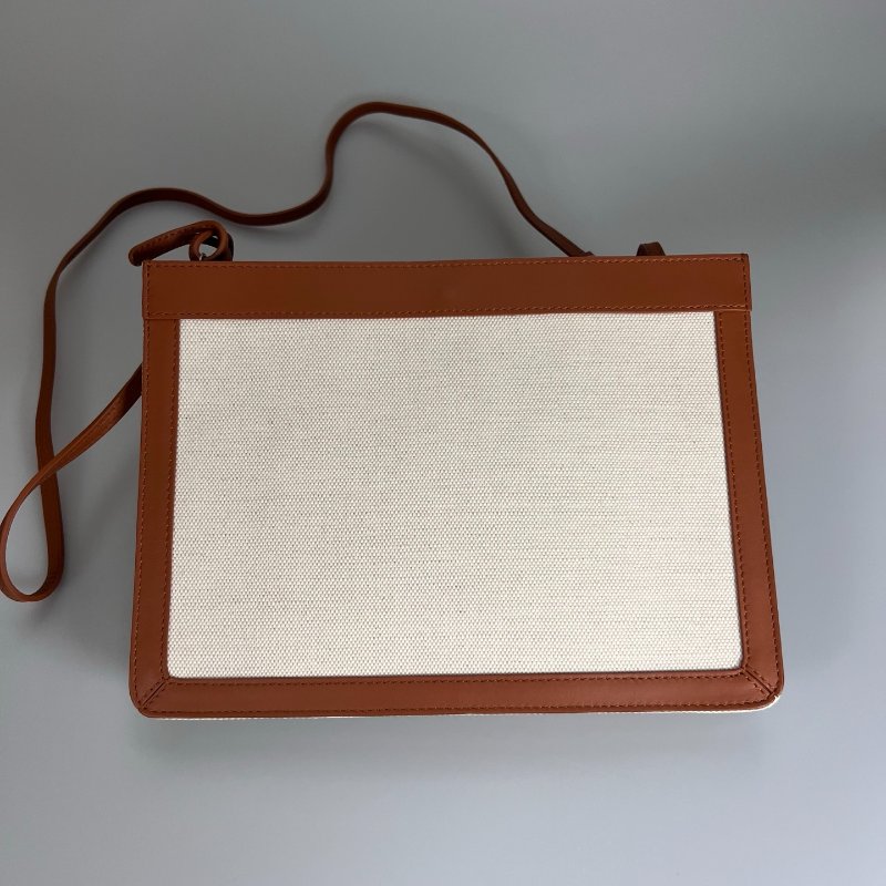 BALENCIAGA 339937卡其拼帆布肩背包-1