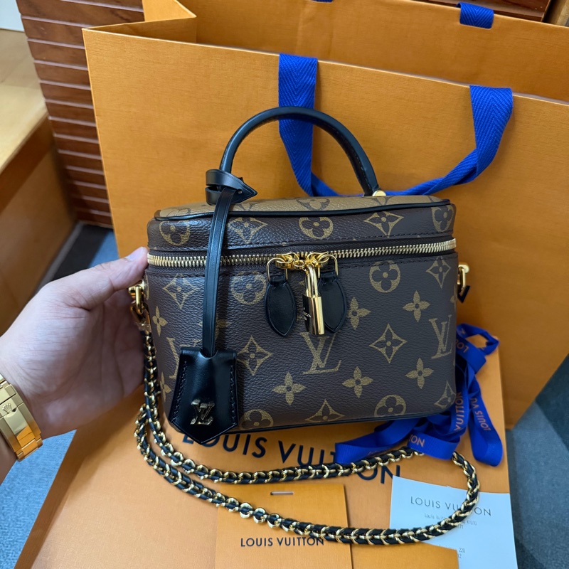 Lv拼色老花化妝箱/斜背 兩用包(M45165)-0