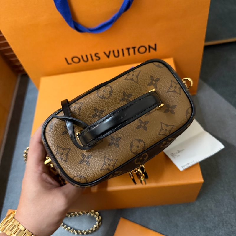 Lv拼色老花化妝箱/斜背 兩用包(M45165)-5