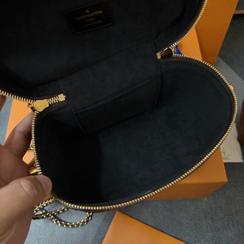 Lv拼色老花化妝箱/斜背 兩用包(M45165)-11