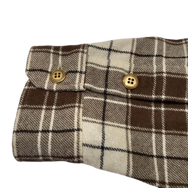 MIUMIU 繆繆 羊毛格紋短版襯衫 棕色 SIZE 36-6