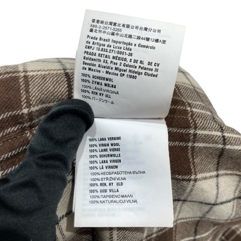 MIUMIU 繆繆 羊毛格紋短版襯衫 棕色 SIZE 36-9