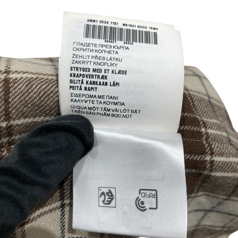 MIUMIU 繆繆 羊毛格紋短版襯衫 棕色 SIZE 36-12