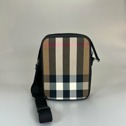 BURBERRY  棕色格紋單肩包