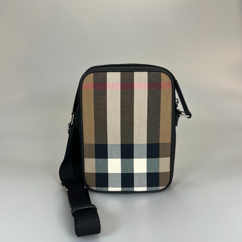 BURBERRY 棕色格紋單肩包-0