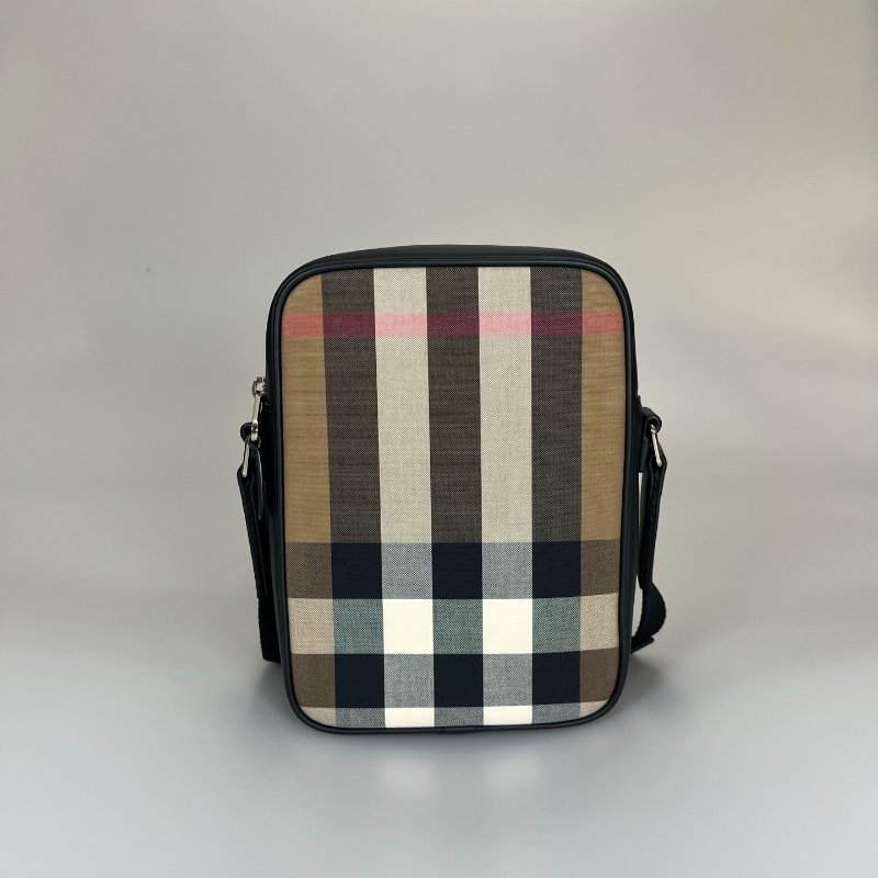 BURBERRY 棕色格紋單肩包-1