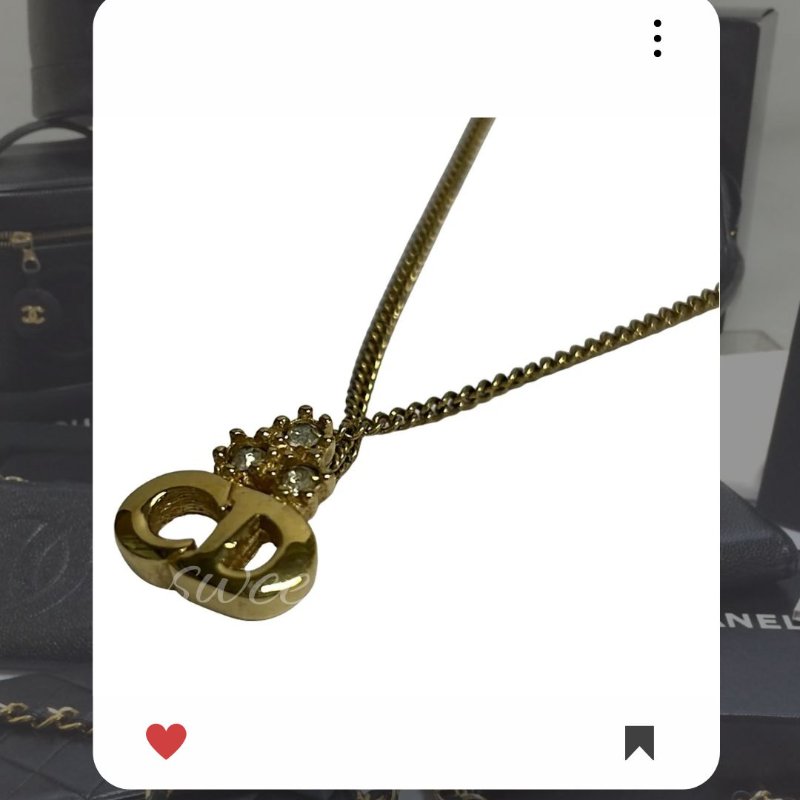 🛍️🎁 26 🔥 3月新品上架💖新品上架 現貨 🔥💖 ✨Christian Dior CD 金色頸鏈 Necklace Dior 閃石頸鏈 Dior 頸鏈-5