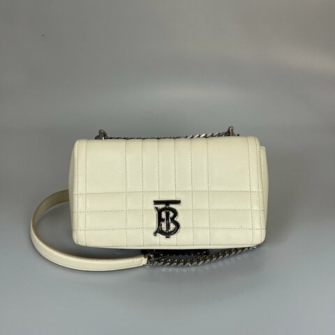 BURBERRY 白色LOLA掀蓋肩背包