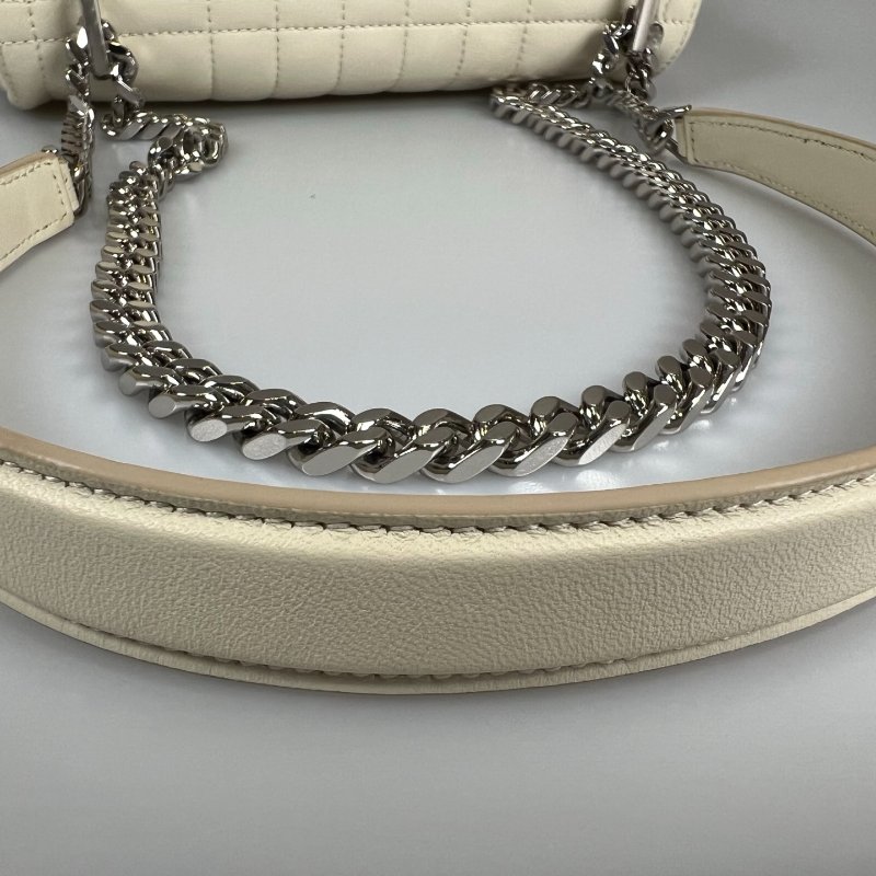 BURBERRY 白色LOLA掀蓋肩背包-9