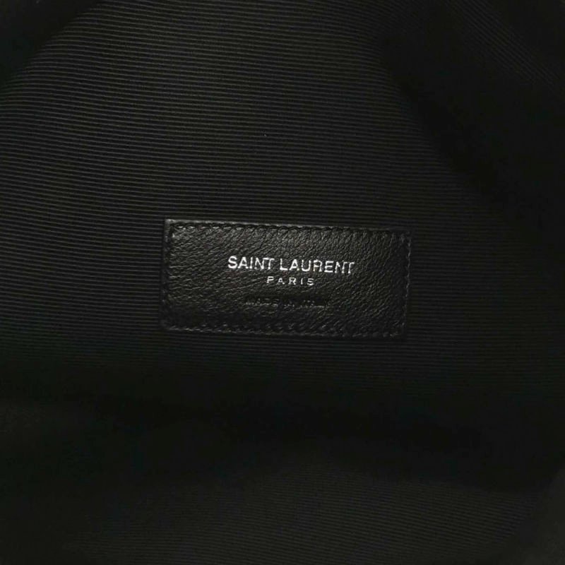 Saint Laurent牛皮純色黑色流蘇斜挎包單肩包-7