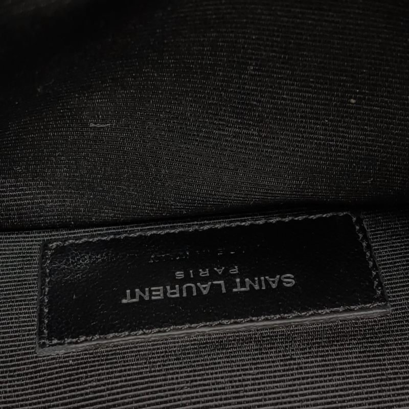 Saint Laurent牛皮純色黑色流蘇斜挎包單肩包-9