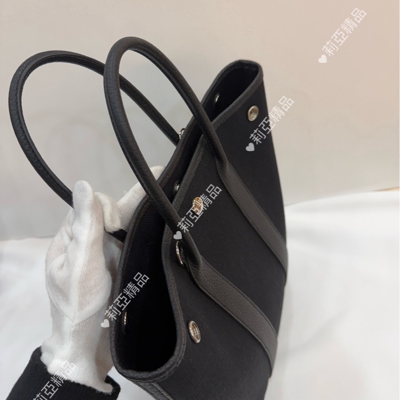 莉亞精品♡ Hermes 花園托特包直式 黑 二手美包-5