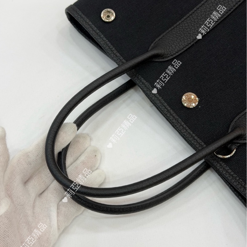 莉亞精品♡ Hermes 花園托特包直式 黑 二手美包-12