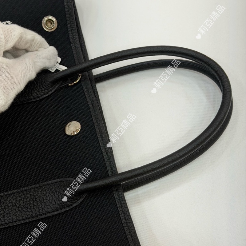 莉亞精品♡ Hermes 花園托特包直式 黑 二手美包-13
