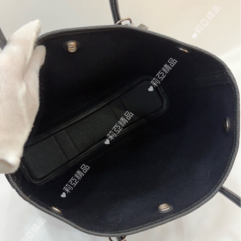 莉亞精品♡ Hermes 花園托特包直式 黑 二手美包-14