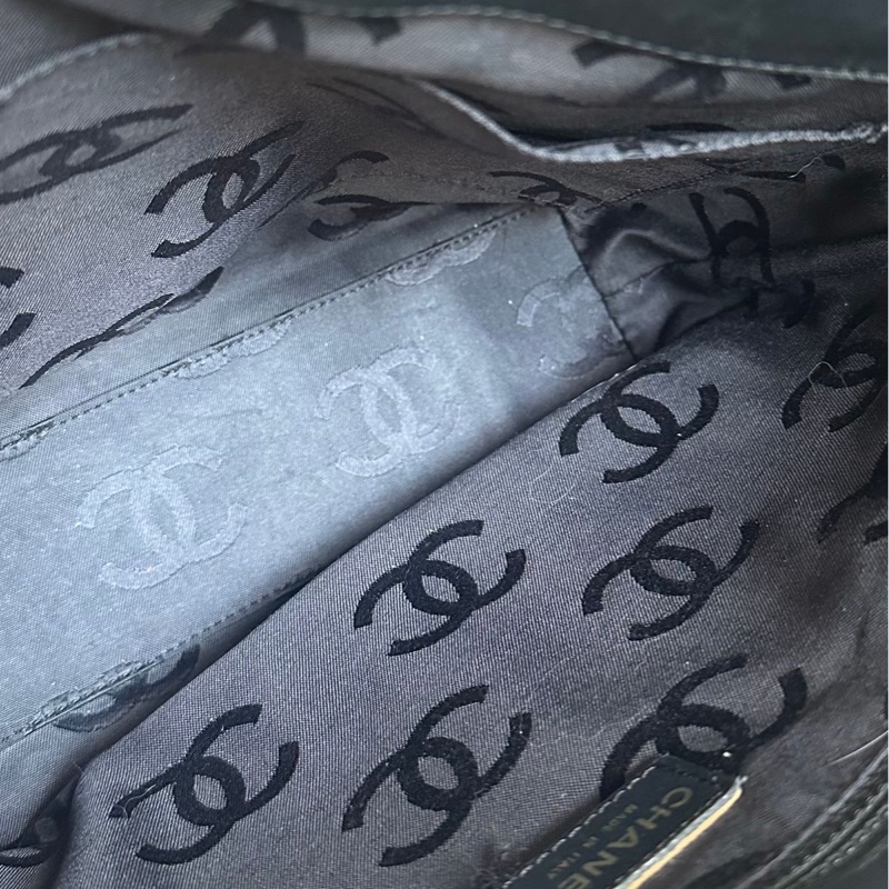 香奈兒 中古 黑色 菱格皮革托特包 包包 chanel vintage tote bag-27