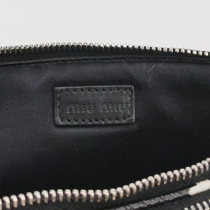 Miu Miu牛皮圖案印花字母Logo拉鏈斜挎包單肩包-7