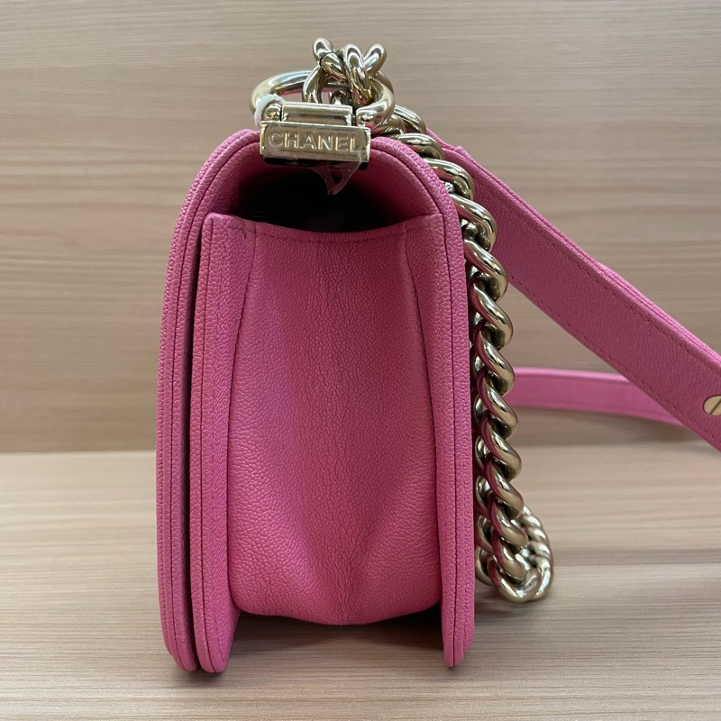Chanel 香奈儿leboy链条单肩包 粉色 小号 金扣-3