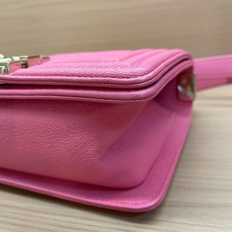 Chanel 香奈儿leboy链条单肩包 粉色 小号 金扣-6