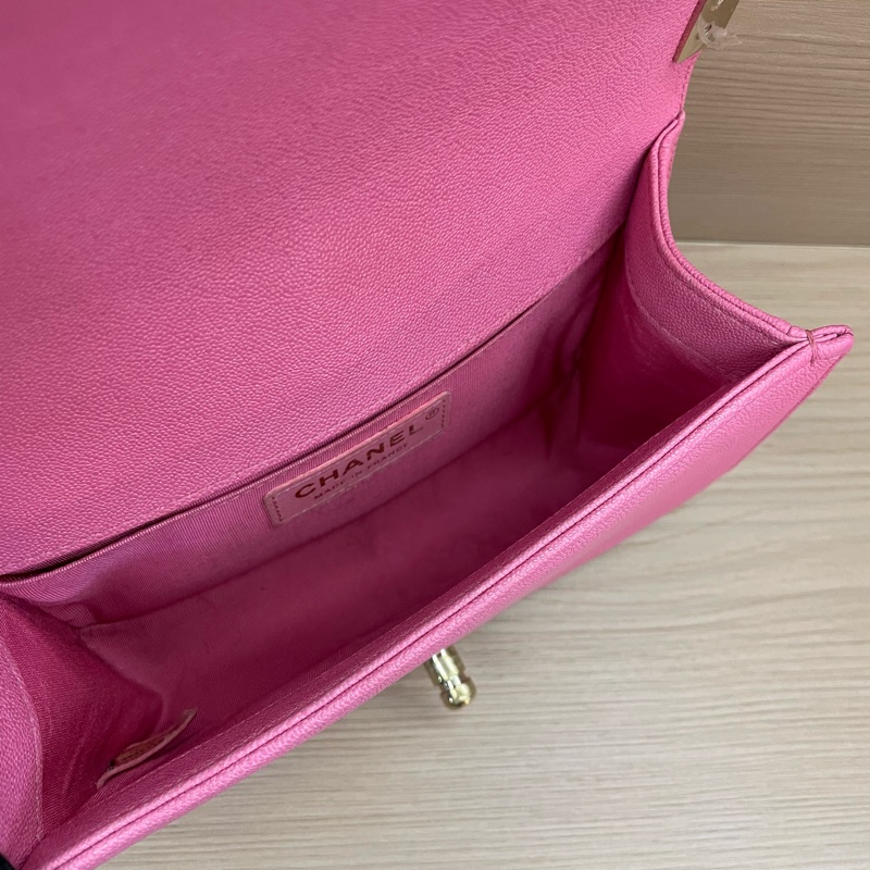 Chanel 香奈儿leboy链条单肩包 粉色 小号 金扣-11