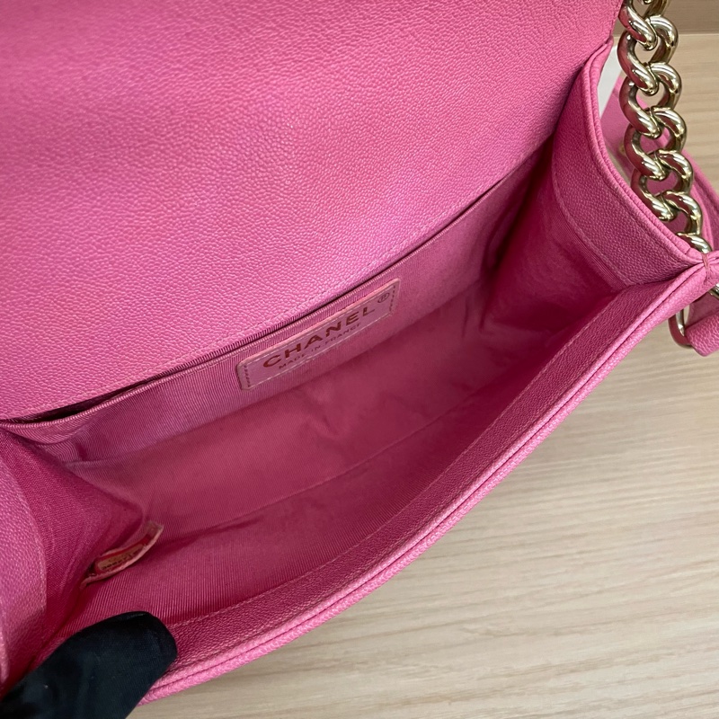 Chanel 香奈儿leboy链条单肩包 粉色 小号 金扣-12