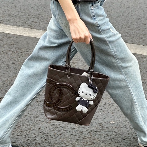 Chanel 巧克力色康鵬菜籃子 稀少款配色 尺寸約24*20