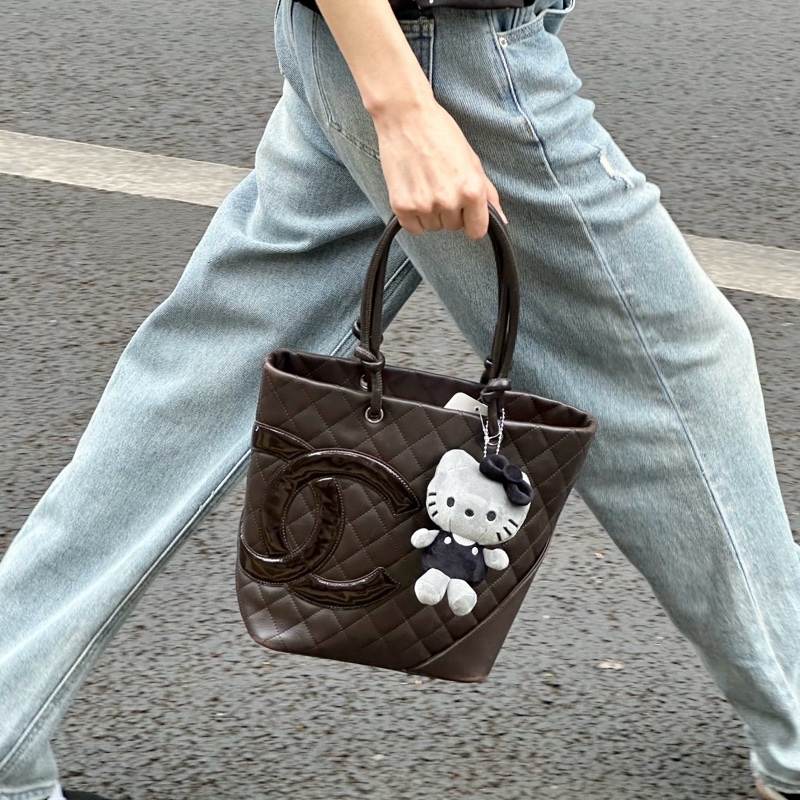 Chanel 巧克力色康鵬菜籃子 稀少款配色 尺寸約24*20-0