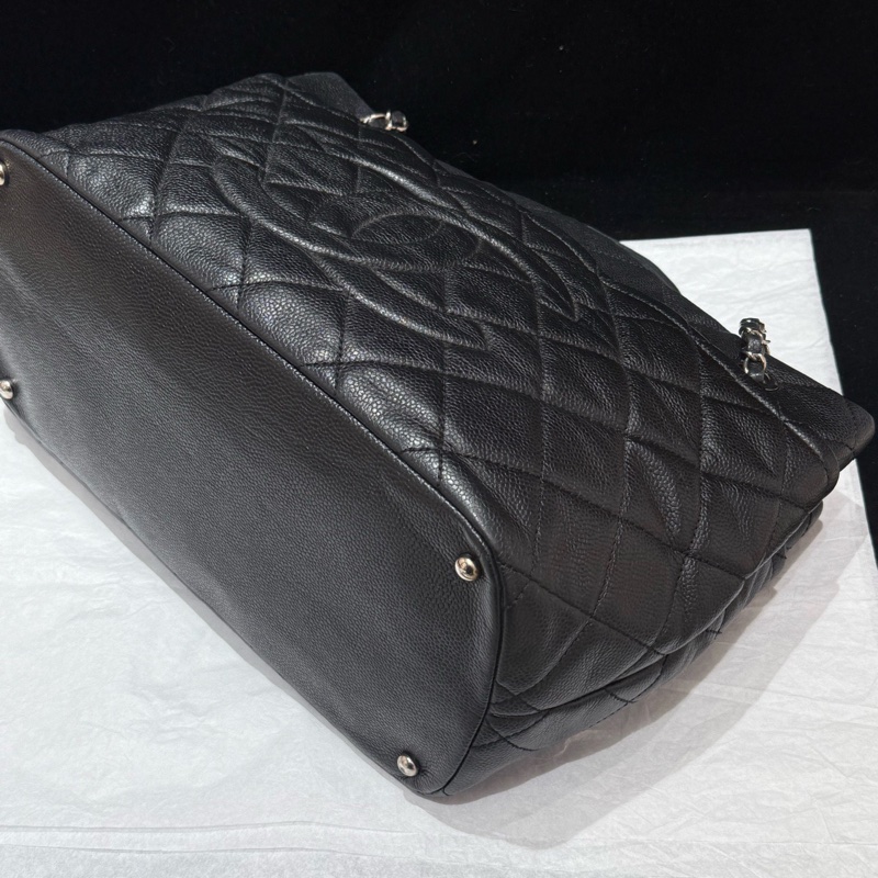chanel 黑色大logo托特包 荔枝牛皮17開 尺寸約25*36-4