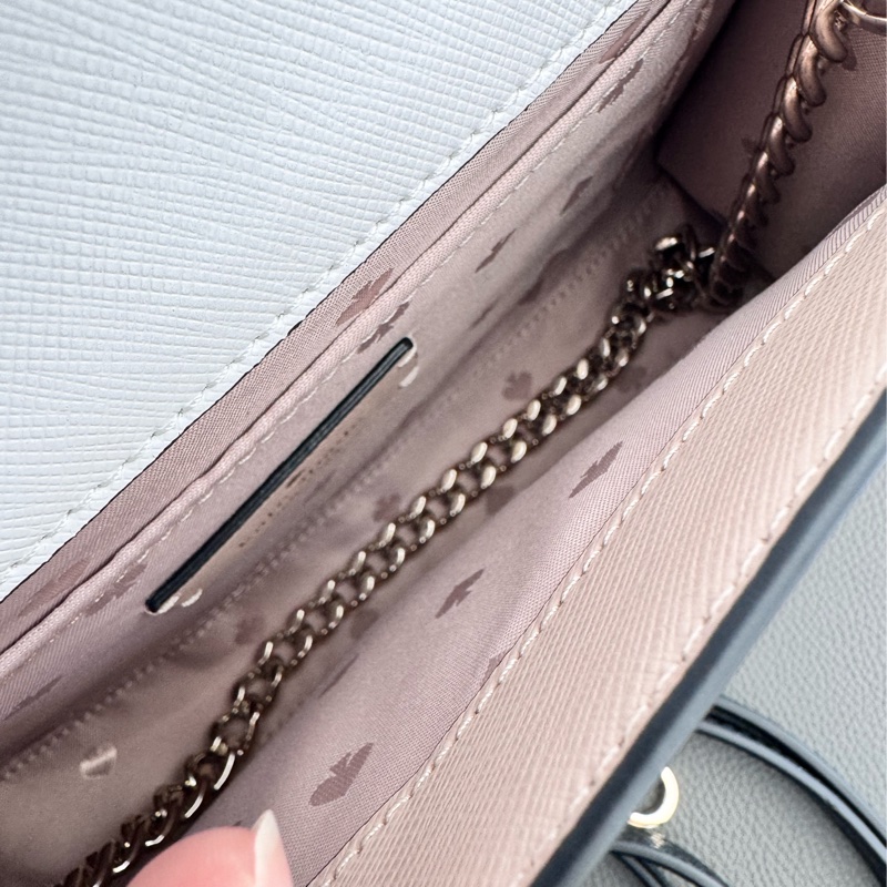 Kate Spade防刮磁扣撞色肩/斜兩用包-奶茶白-5