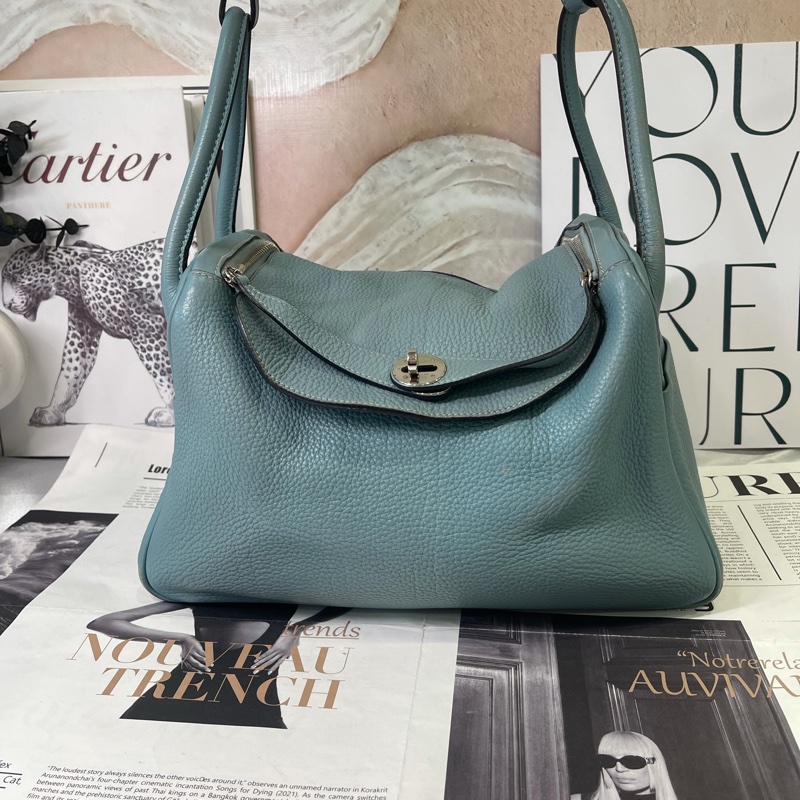 Hermes • Lindy 30 霧霾藍銀釦 Togo皮-0