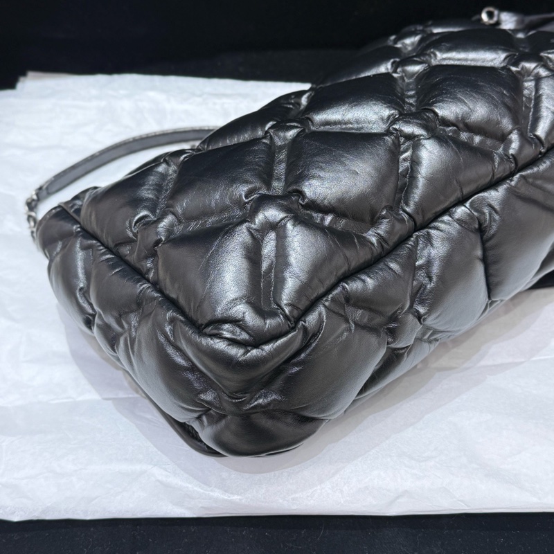 Chanel 黑銀牛皮大菱格CF泡芙Jumbo 尺寸約36*23 鐳射23開-5